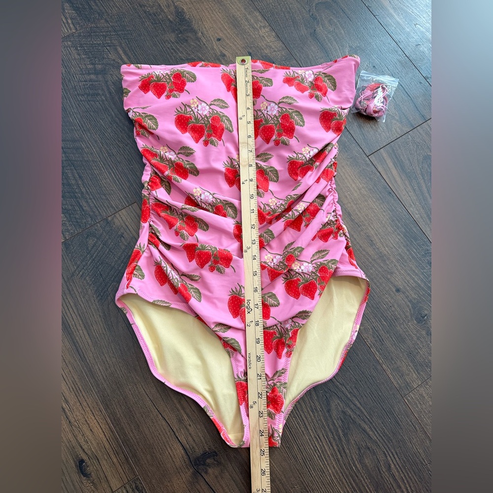 Pink Chicken Pink Strawberry Print Strapless One-Piece Swimsuit - Picture 10 of 10